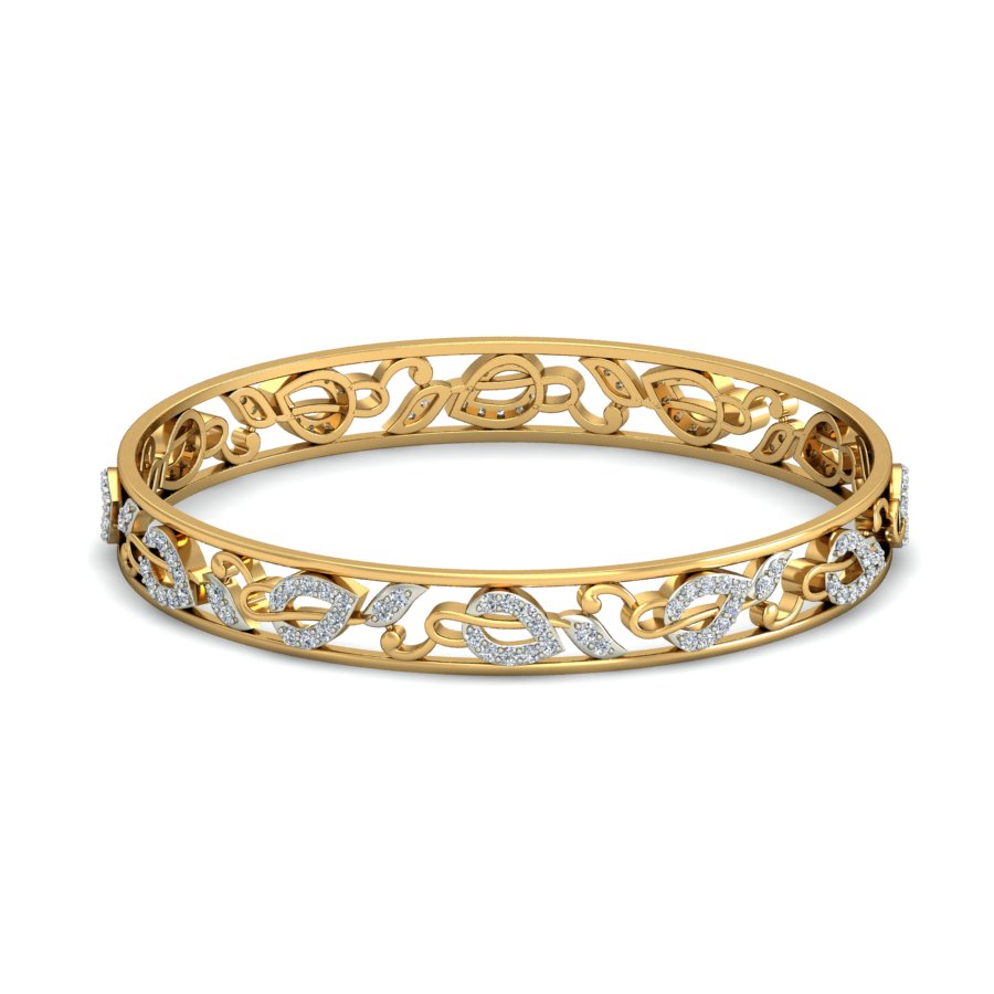 1.38Ct 14k Yellow Gold Natural Diamond Bangle |SolitaireKart